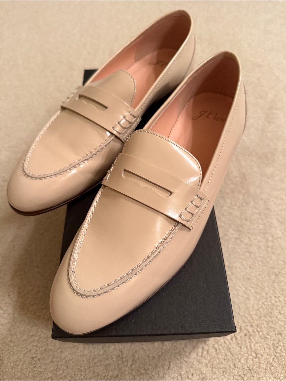 NEW J. Crew Women's Toasted Almond  Academy Leather Penny Loafers